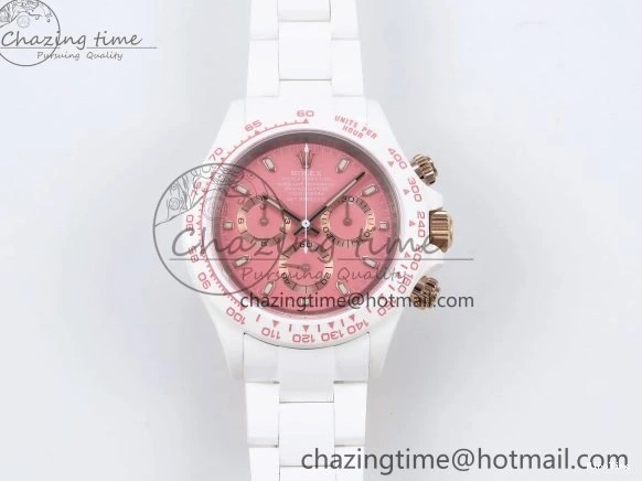 MiroTime 1231 TopPick Daytona AET White Solid Ceramic Case and Bracelet Pink Dial ZF 1:1 Best Edition SH 1650